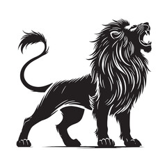 Bold roaring lion silhouette for versatile artistic projects - Roaring lion illustration - minimallest roaring lion vector
