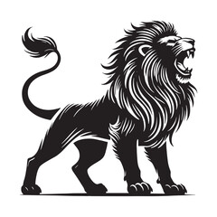 Simplified roaring lion silhouette for artistic projects - Roaring lion illustration - minimallest roaring lion vector
