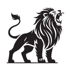 Artistic roaring lion silhouette for innovative projects - Roaring lion illustration - minimallest roaring lion vector
