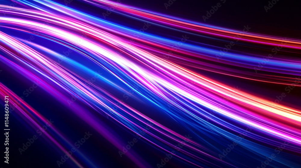 Poster colorful light trails create vibrant patterns in a dark background.