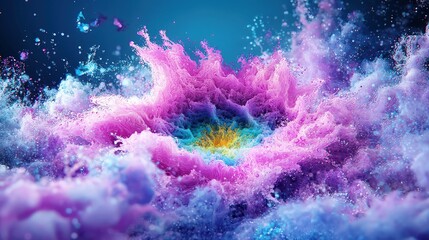 Fototapeta premium Colorful explosion of vibrant powder, creating a dynamic, abstract art piece.