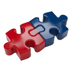 Interlocking Red and Blue Puzzle Pieces Representing Connection and Teamwork.