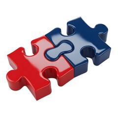 Obraz premium Interlocking Red and Blue Puzzle Pieces Representing Connection and Teamwork.