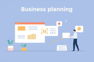 Strategic Business Planning: Man analyzing data and charts for successful business growth 