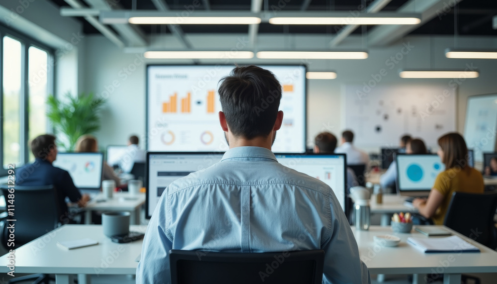 Poster teamwork and innovation thrive in a modern office environment during a collaborative project present