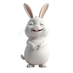 Obraz premium A cartoon rabbit is smiling and has its mouth open