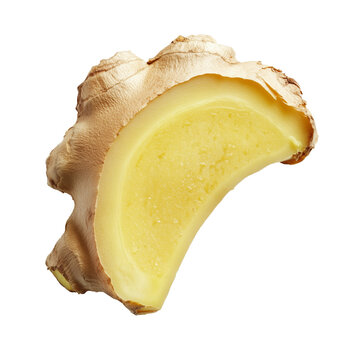 Fresh ginger root slice isolated on white background clipping path