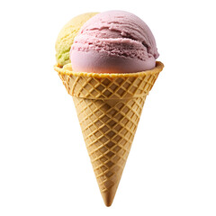 Delicious Ice Cream Cone with Two Scoops – Sweet Treat Close-up