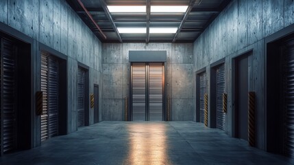 Highresolution 3D warehouse freight elevator depiction  vertical logistics