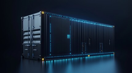 8K 3D Render RFID Shipping Container Technology Logistics Image