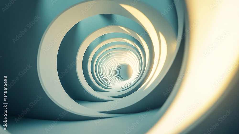 Poster swirling tunnel with contrasting light creating a mesmerizing visual effect.