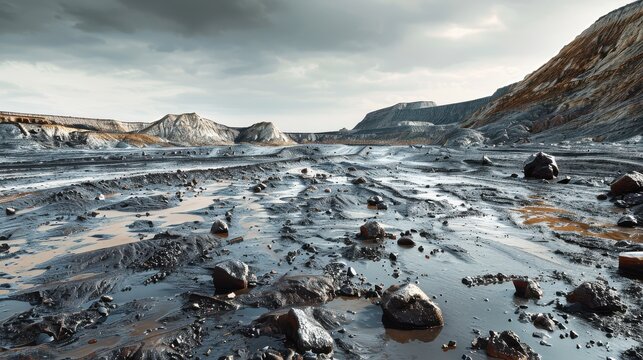 Detailed View of Vanadium Mine Tailings in Ultra HD 7K Resolution: A Visual Exploration of Industrial Waste and Its Environmental Impact