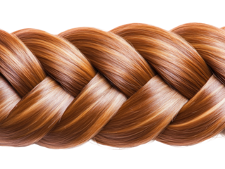 Long Brown Braid isolated on white or transparent background, png clipart, design element