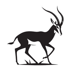 Minimalistic gazelle silhouette for digital and print uses - Gazelle black vector
