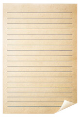Naklejka premium Paper Sheet with Lines Isolated on White or Transparent Background. Vintage Lined Document Design