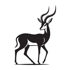 Bold gazelle silhouette for digital media projects - Gazelle black vector
