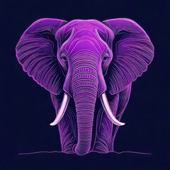 An eye-catching neon pink elephant illustration with vibrant glowing highlights and strong lines, contrasted beautifully against a dark blue background, radiating artistic flair.