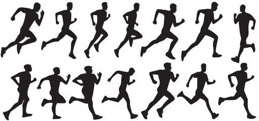 Runner silhouette men collection vector illustration. Isolated on white background 