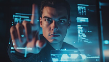 Business, Technology, And Internet - Professional Activating Buttons On Virtual Displays.