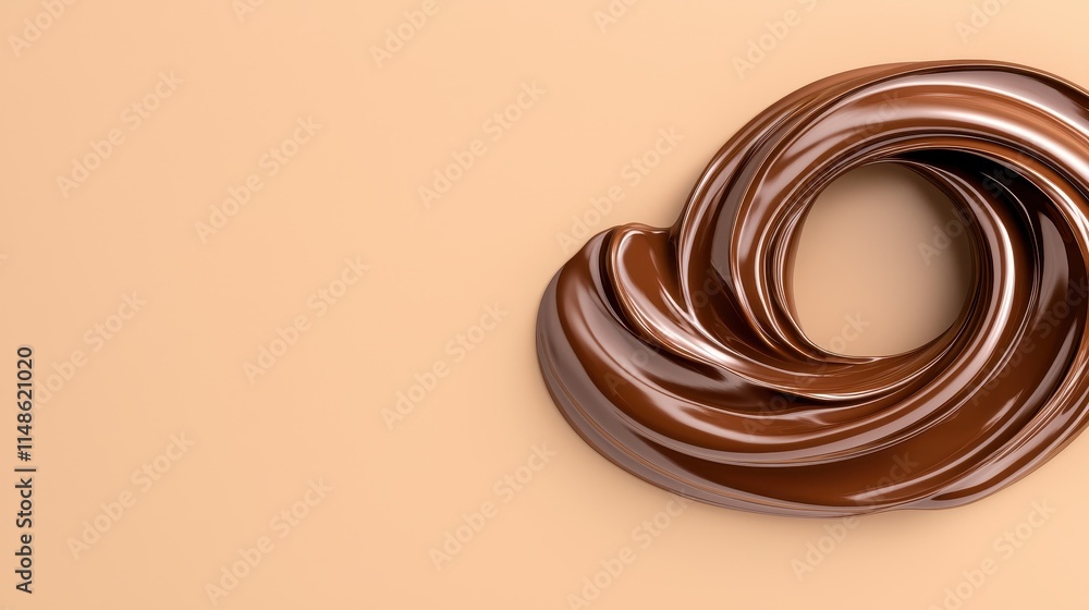 Poster smooth chocolate swirl on a neutral background with texture