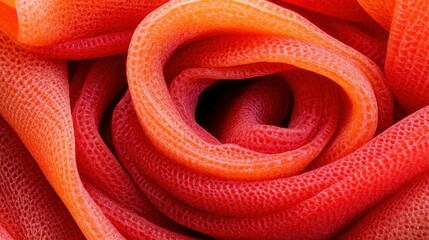 Abstract Close-up of Textured Rose Petals in Red and Orange Hues