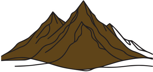 Brown mountain icon. Flat illustration of mountain vector isolated on white background
