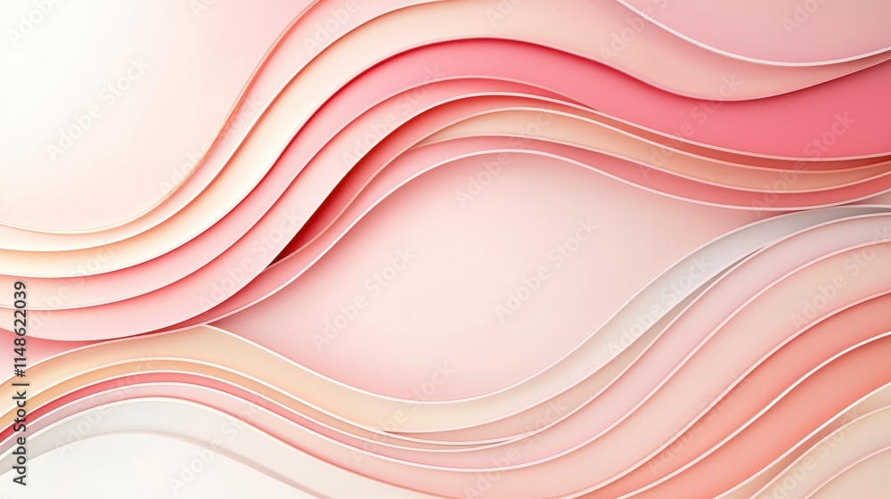 Poster a stunning abstract design featuring flowing layers of soft pink and cream tones, creating a sense o