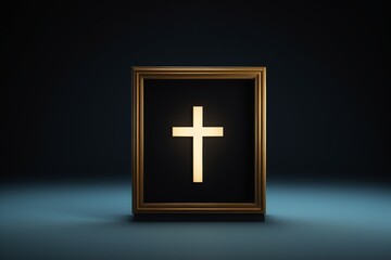 Obraz premium a gold frame with a cross on it
