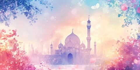 Serene Mosque Amidst Blossoming Springtime Trees