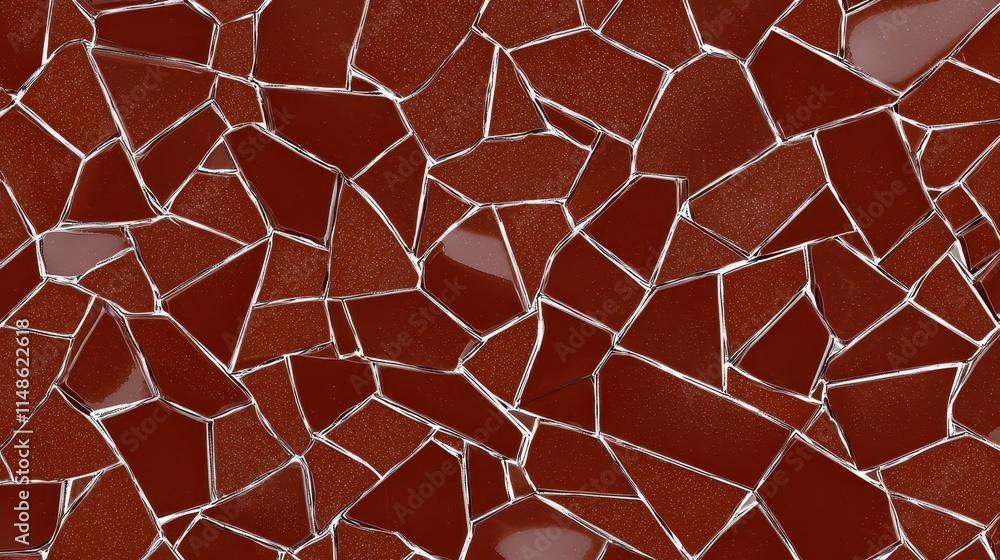 Poster Abstract Mosaic Pattern in Dark Red and Glossy Finish Surface