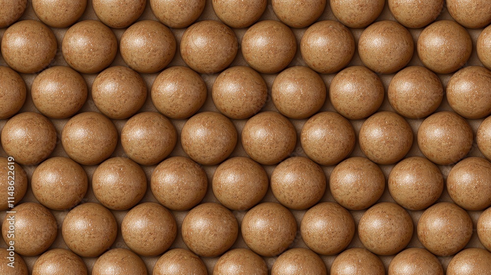Poster textured background of uniform brown spheres in a patterned arrangement