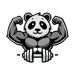
Panda mascot with strong expression