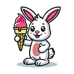 a bunny with a giant ice cream cone on it