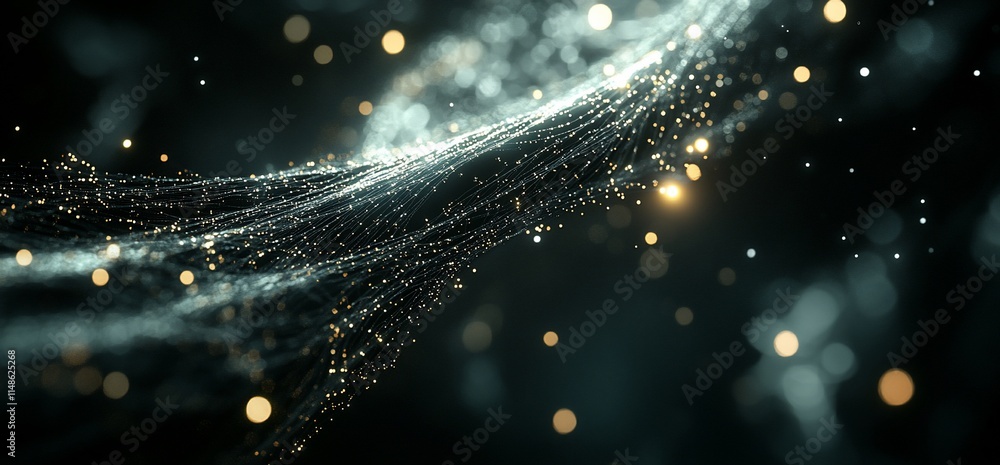 Aufkleber abstract representation of flowing light and particles in a dark space.