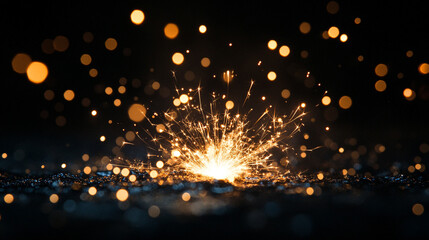 Obraz premium Sparkling firework display illuminating dark background at night.