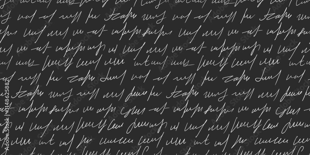 Poster scribble handwritten script text seamless pattern. unreadable letter endless background. illegible n