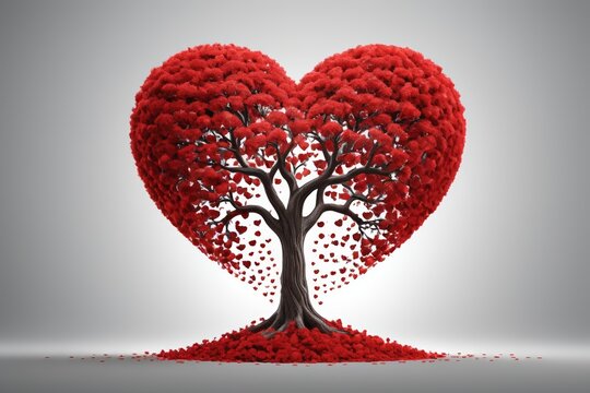a heart shaped tree with red leaves
