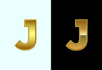 Initial alphabet J in gold color style. Graphic alphabet symbol for corporate business identity