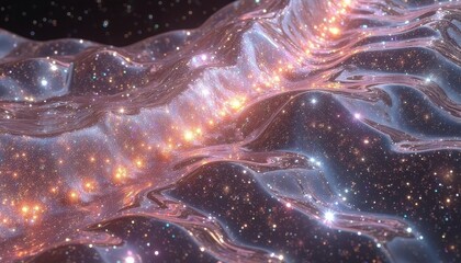 Abstract Cosmic Waves: A Ethereal Journey Through Sparkling Dreamscapes and Infinite Depths
