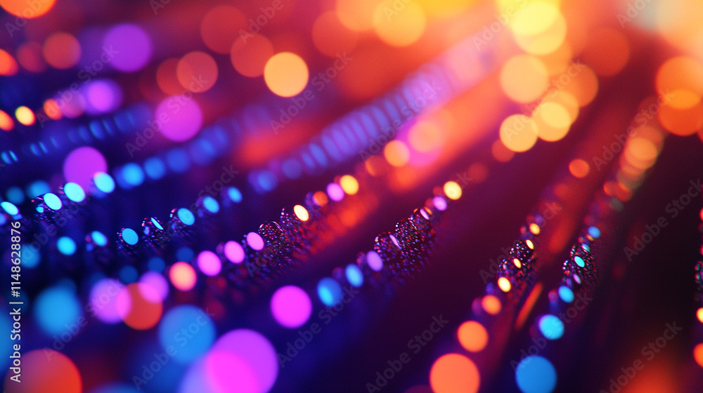 Poster colorful bokeh lights creating an abstract background at night.