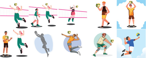 vector set activity of volleyball