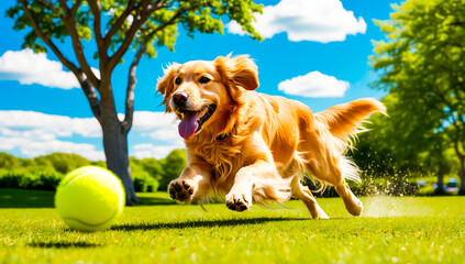 a joyful golden retriever