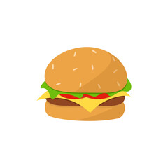 Cheeseburger icon.  Cheeseburger flat color icon for food apps and websites