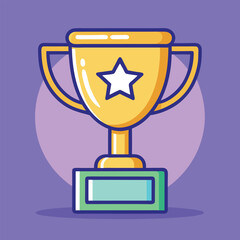 Trophy Flat Design Education Icon with Side Shadow
