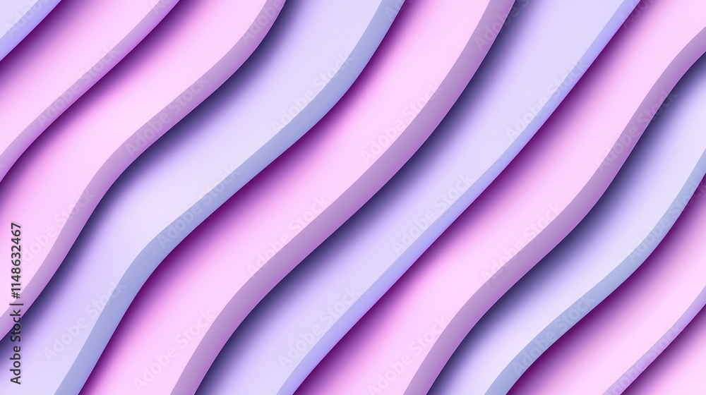 Poster abstract wavy pattern in soft pink and purple tones with depth effect