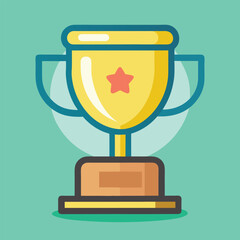 Trophy Flat Design Education Icon with Side Shadow