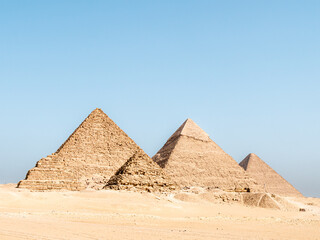 The Great Pyramids of Giza, Egypt on a clear afternoon