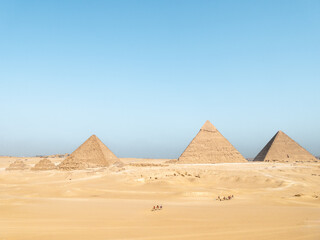 The Great Pyramids of Giza, Egypt on a clear afternoon - Elevated viewpoint