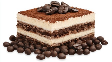 Delicious Coffee-Infused Cake with Chocolate and Coffee Beans