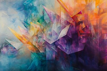 Abstract Crystalline Formation In Vivid Hues